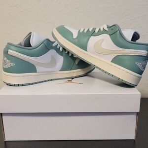 Nike Women's Air Jordan 1 Low Mint and White Sneakers